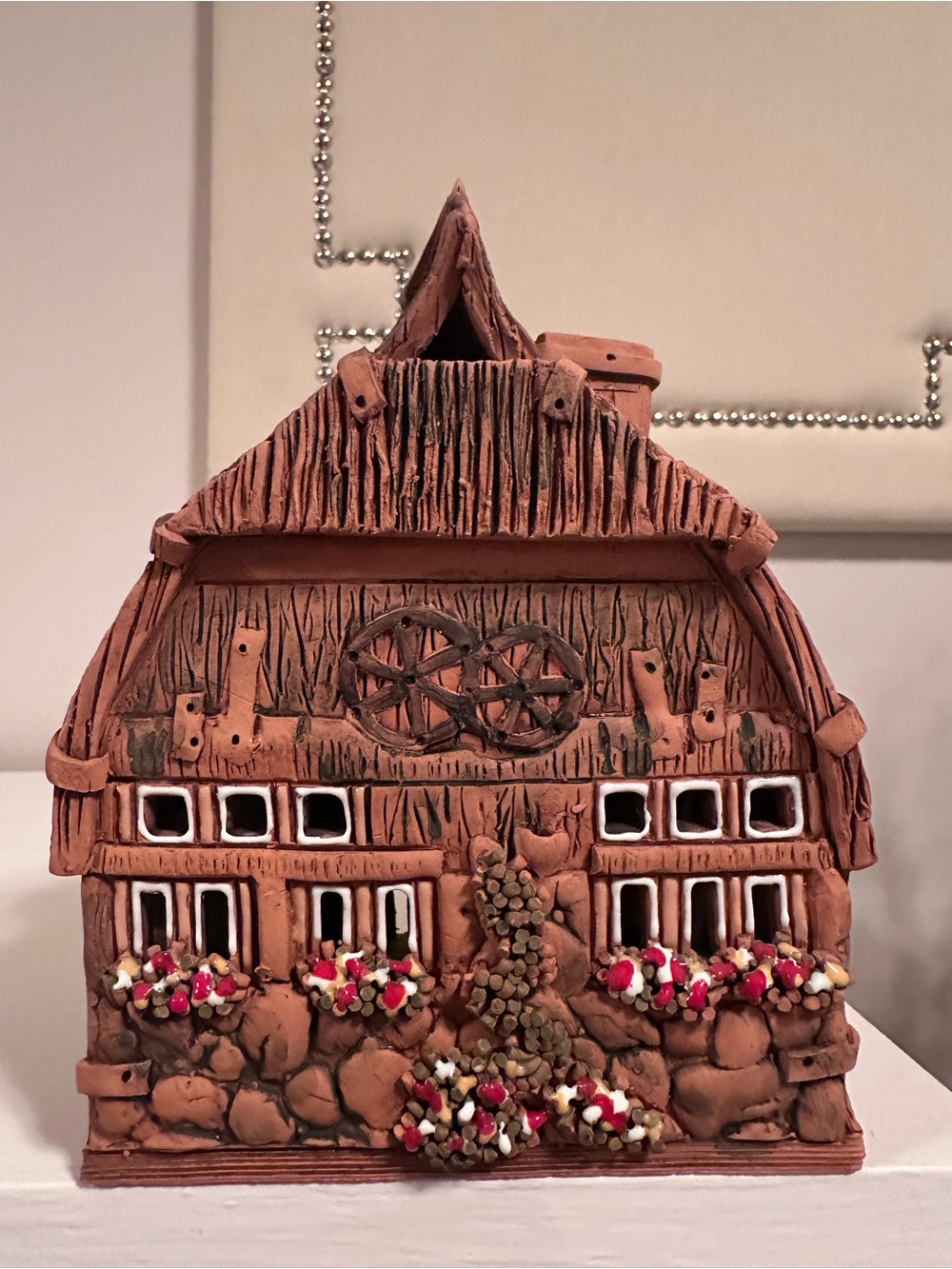 Handcrafted Terracotta Cottage Sculpture - Red Clay handmade House